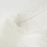 Lace Paneled V Neck Puff Short Sleeve Blouse