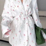 Printed Belted Loose Fit Blazer
