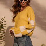 Colorblock Print Knit Sweater