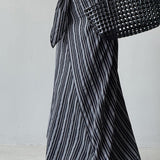 High Waist Striped Tie Waist A Line Maxi Skirt
