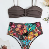 Bandeau Tropical Tie Back Push Two Piece Set