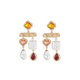 Baroque Colorful Gem Pearl Earrings