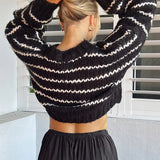 Striped Knit Pullover Sweater