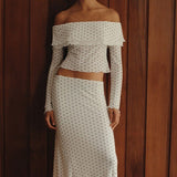 Off Shoulder Polka Dot Two Pieces Set