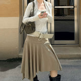 Chic Suede High Waist Asymmetrical Skirt