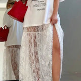 Jacquard Lace High Waist Maxi Skirt