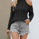 Elegant Cable Mock Neck Sweater
