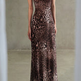Leopard Print Backless Spaghetti Strap Party Dress