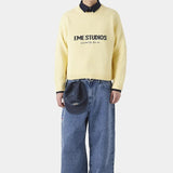 Embroidery Knit Slouchy Pullover Blouse