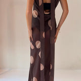 Vintage Polka Dot Sleeveless Bodycon Maxi Dress