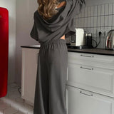 Zipper Hoodie Long Sleeve Wide Leg Pants Two Piece Set