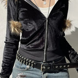 Gothic Velvet Streetwear Hoodie