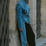 Belted Patchwork Denim Jacket