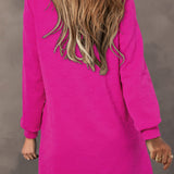 Rose Red Jacquard Textured Quarter Zipper Shift Mini Dress