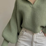 Long Sleeve Collar Knit Sweater
