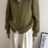 High Neck Double Zip Sweater