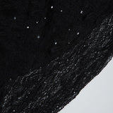 Solid Turtleneck Long Sleeve Lace Rhinestone Bodycon Mini Dress