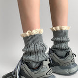 Crochet Lace Trim Cable Knit Boot Cuffs