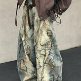 Retro Denim Wide Leg Mop Pants