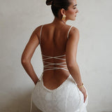 Sexy Spaghetti Strap Back Lace Up Formal Dress