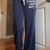 Chic Contrast Letter Print Elastic Loose Straight Pants