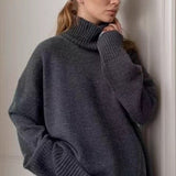 Solid High Neck Knit Sweater