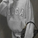 Casual Gray Embroidered Hoodie