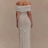 Floral Off-Shoulder Strapless Maxi Party Dress