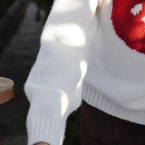 Embroidered Tomato Pattern Knit Sweater