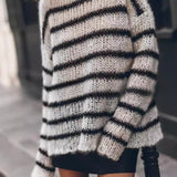Loose Fit Striped Crew Neck Sweater
