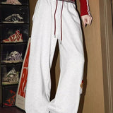 Print Loose Straight Leg Sweat Pants