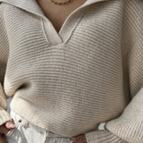Long Sleeve Collar Knit Sweater