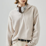Slouchy V-Neck Hooded Sweater