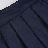 Solid Knit Tie Bandeau Low Waist Pleated Skirt Set