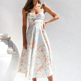 Beata Printed Strap Midi Dress