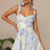 Beata Printed Strap Midi Dress