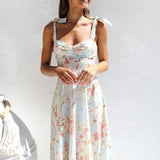 Beata Printed Strap Midi Dress