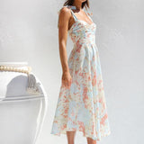 Beata Printed Strap Midi Dress