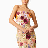 Belle Embroidered Floral Strapless Midi Dress