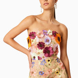 Belle Embroidered Floral Strapless Midi Dress