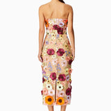 Belle Embroidered Floral Strapless Midi Dress