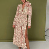 Bertha Flower V Neck Midi Dress