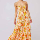 Beverly Printed Cut-out Maxi Slip Dress