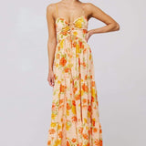 Beverly Printed Cut-out Maxi Slip Dress