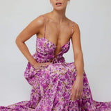 Beverly Printed Cut-out Maxi Slip Dress