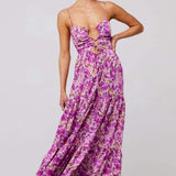 Beverly Printed Cut-out Maxi Slip Dress