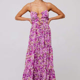 Beverly Printed Cut-out Maxi Slip Dress