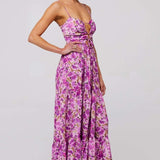 Beverly Printed Cut-out Maxi Slip Dress