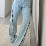 Vintage Distressed Cutout Straight Jeans