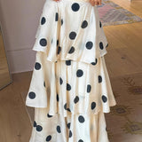 Polka Dot Halter Sleeveless Top Tiered Skirt Set